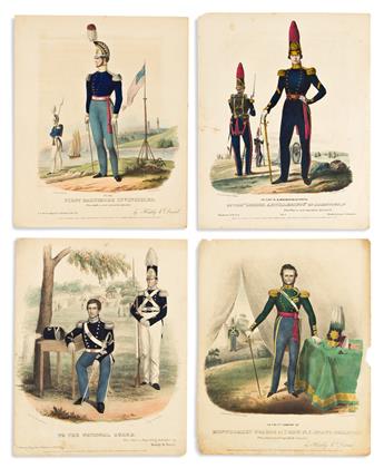 (MILITARY.) William H. Huddy & Peter S. Duval. Group of 20 lithographed plates from the U.S. Military Magazine.